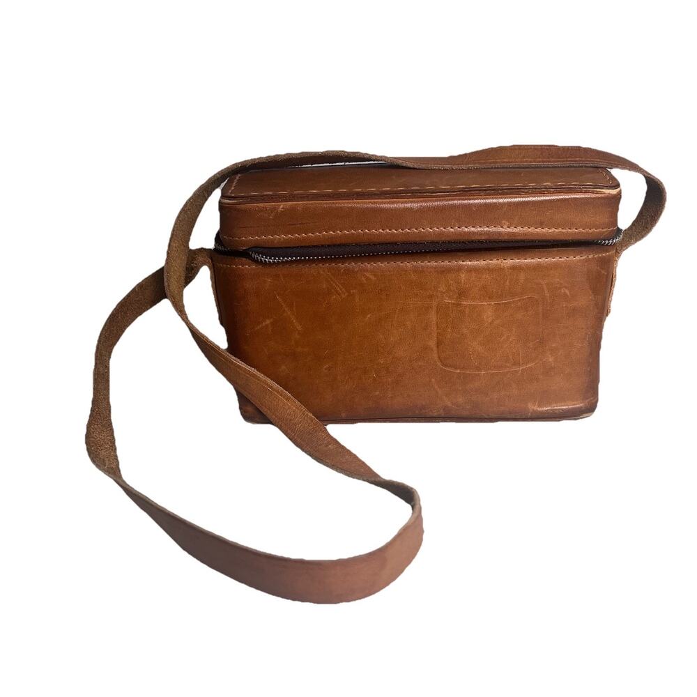 Vintage Brown Belding California Saddle Leather Case Zip Around Small Bag 7x5x2"